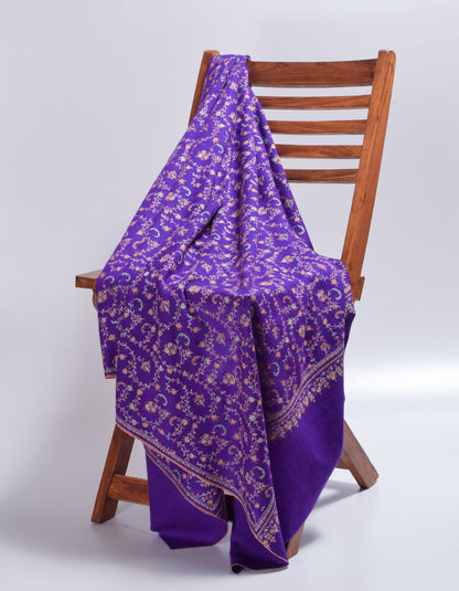 Royal Purple Handwoven Embroidered Cashmere Pashmina Shawl