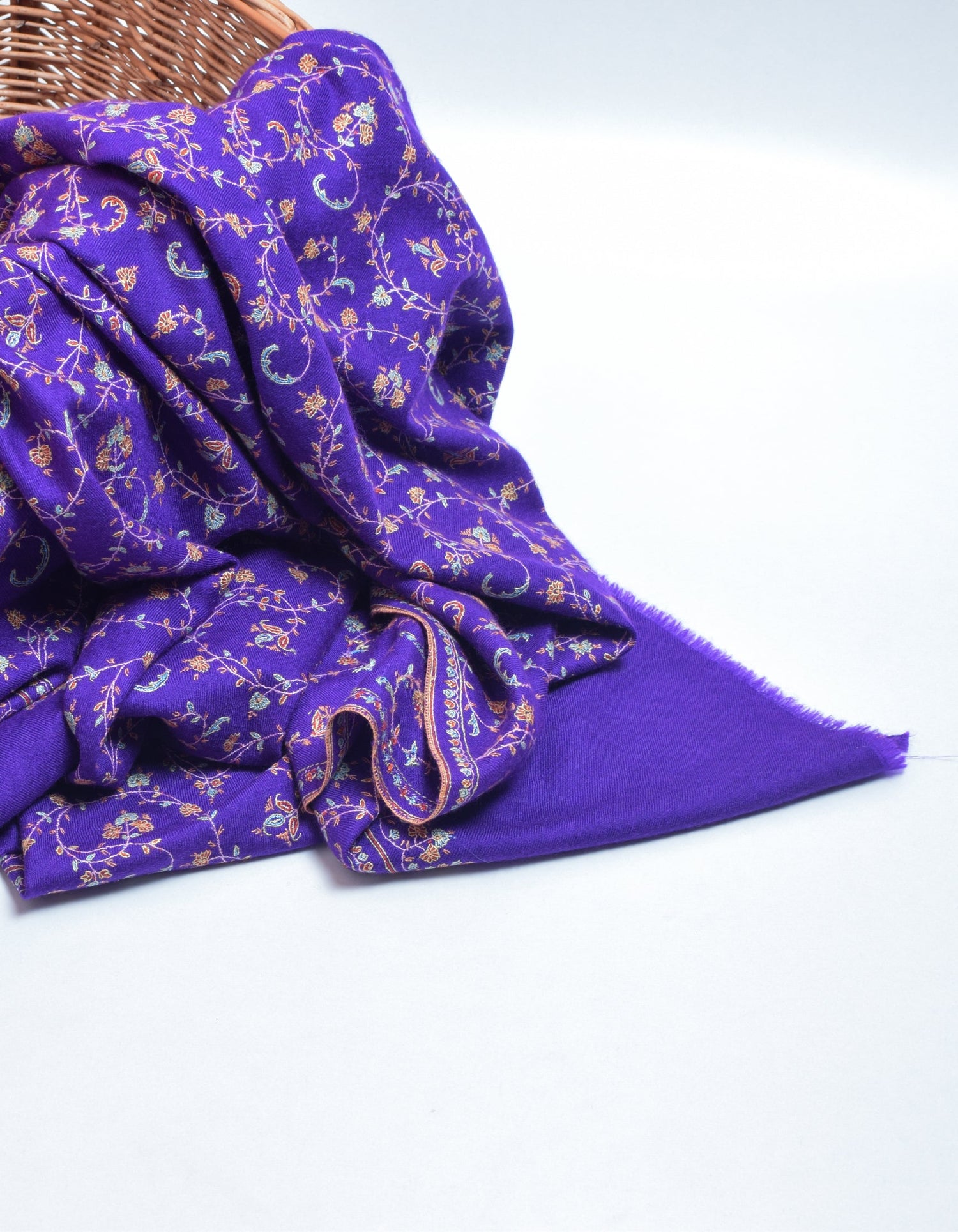 Royal Purple Handwoven Embroidered Cashmere Pashmina Shawl