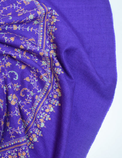 Royal Purple Handwoven Embroidered Cashmere Pashmina Shawl