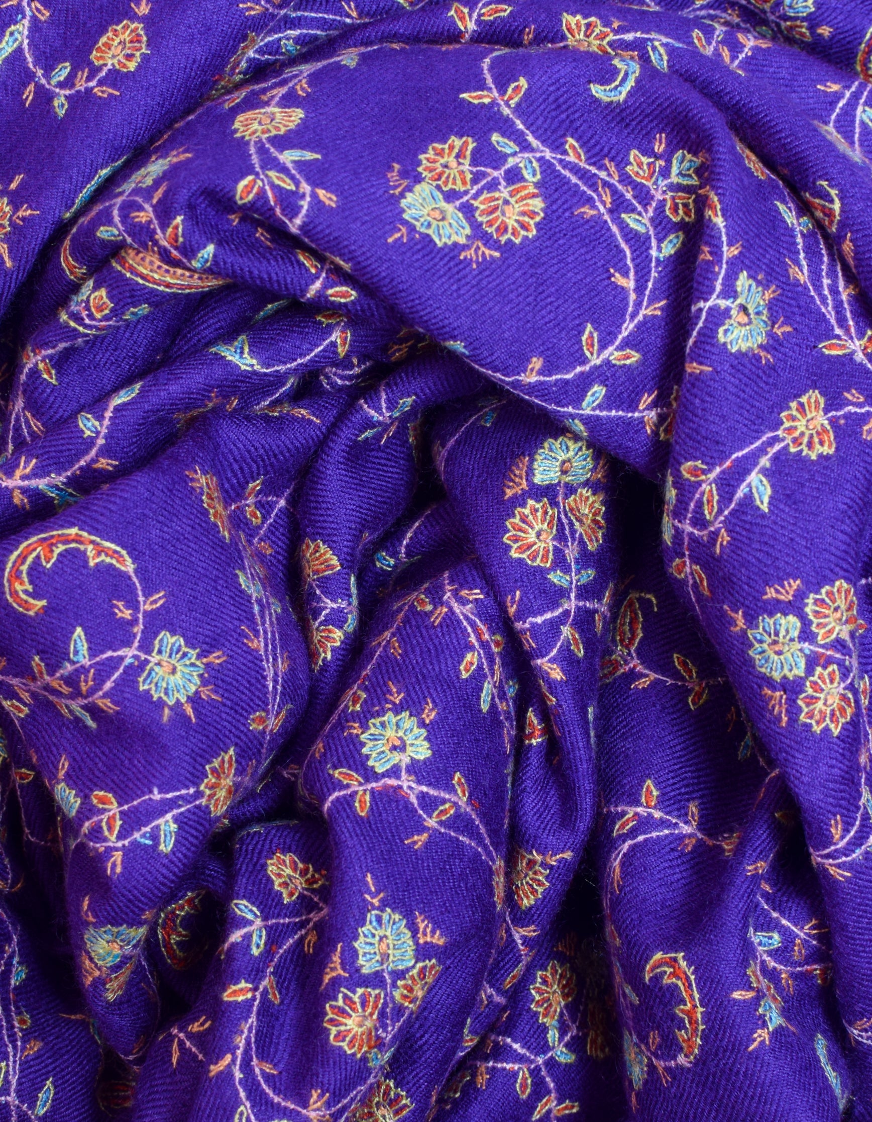 Royal Purple Handwoven Embroidered Cashmere Pashmina Shawl