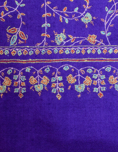 Royal Purple Handwoven Embroidered Cashmere Pashmina Shawl