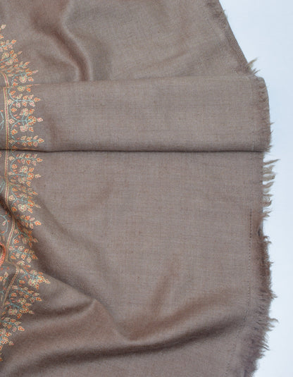 Light Olive Handwoven Multi-Colour Embroidered Cashmere Pashmina Shawl