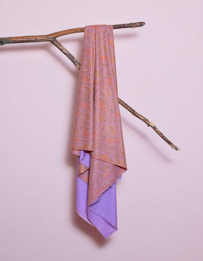 Lavender Handwoven Sozni Jaali Embroidered Cashmere Pashmina Shawl