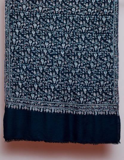 Classic Black Handwoven Coloured Sozni Jaali Embroidered Cashmere Pashmina Stole - Kashmir Box