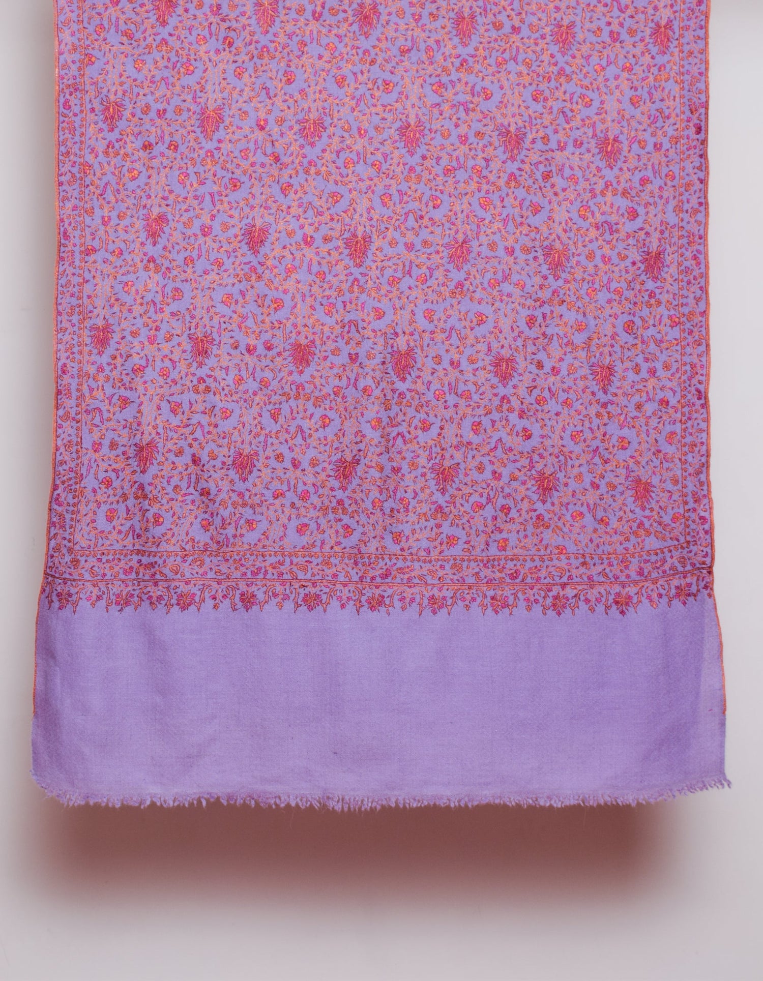 Lavender Handmade Sozni Certified Jaali  Embroidered Cashmere Pashmina Stole - Kashmir Box
