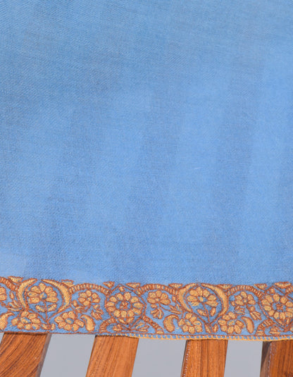 Carolina Blue Handwoven Border Embroidered Cashmere Pashmina Shawl