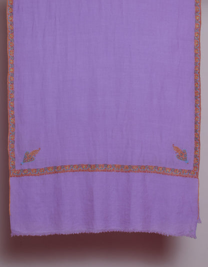 Lavender Handwoven Sozni Border Embroidered Cashmere Pashmina Stole