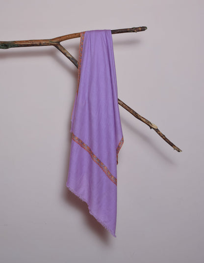 Lavender Handwoven Sozni Border Embroidered Cashmere Pashmina Stole