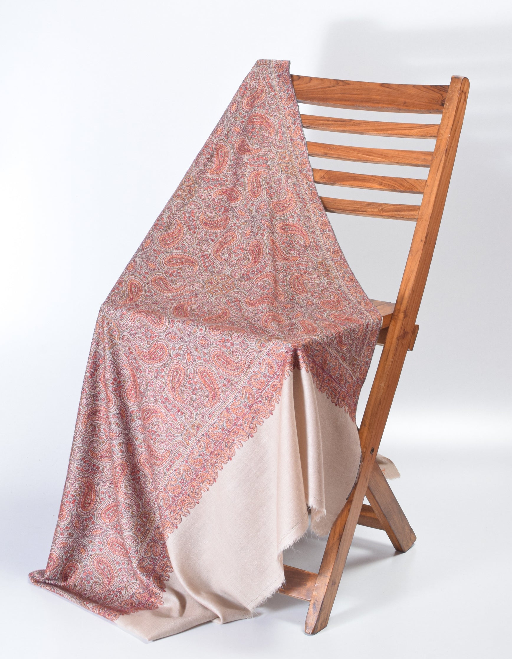 Bronze Grey Handwoven Jaali Embroidered Cashmere Pashmina Shawl