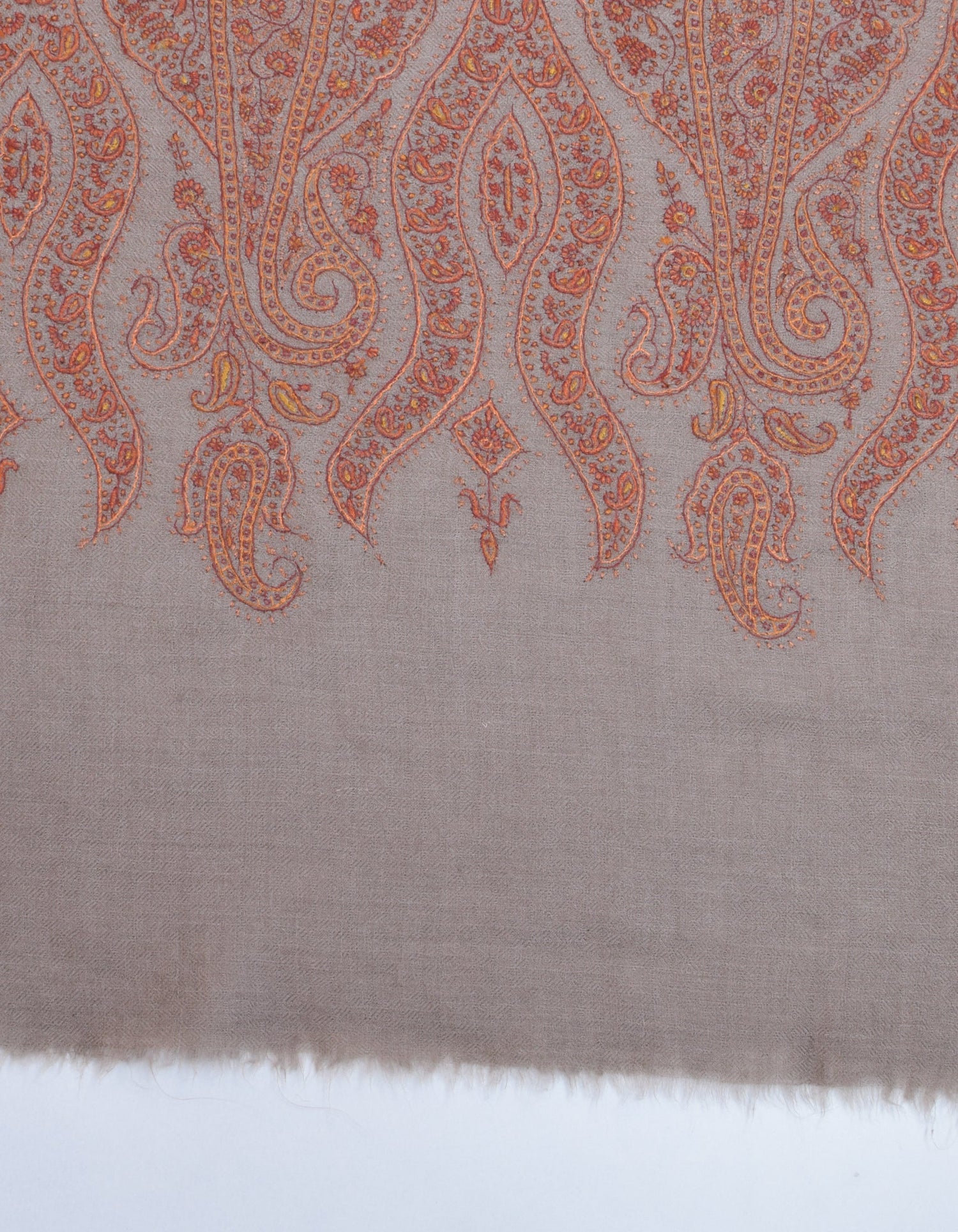 Natural Beige Handwoven Multicolour Jaali Embroidered Cashmere Pashmina Shawl