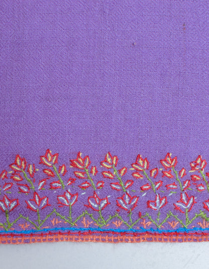 Soft Purple Handwoven Sozni Palla Embroidered Cashmere Pashmina Stole