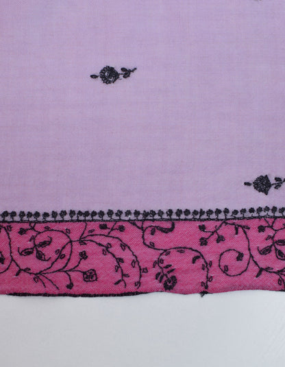 Light Lavender Handwoven Sozni Border Embroidered Cashmere Pashmina Stole - Kashmir Box