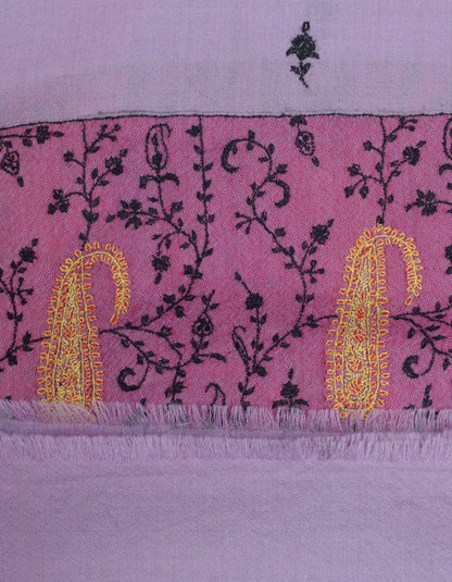 Light Lavender Handwoven Sozni Border Embroidered Cashmere Pashmina Stole - Kashmir Box