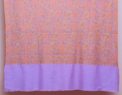 Lavender Handwoven Sozni Jaali Embroidered Cashmere Pashmina Shawl