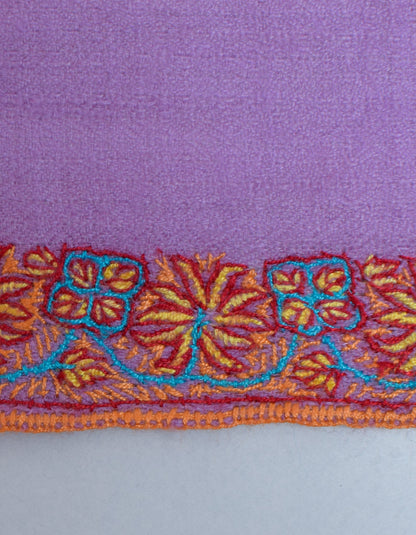 Lavender Handwoven Sozni Border Embroidered Cashmere Pashmina Stole