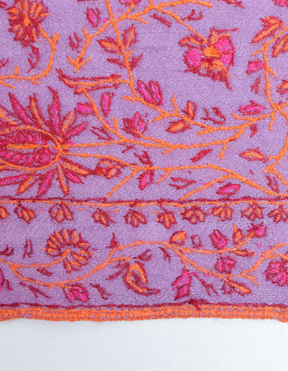 Lavender Handmade Sozni Certified Jaali  Embroidered Cashmere Pashmina Stole - Kashmir Box