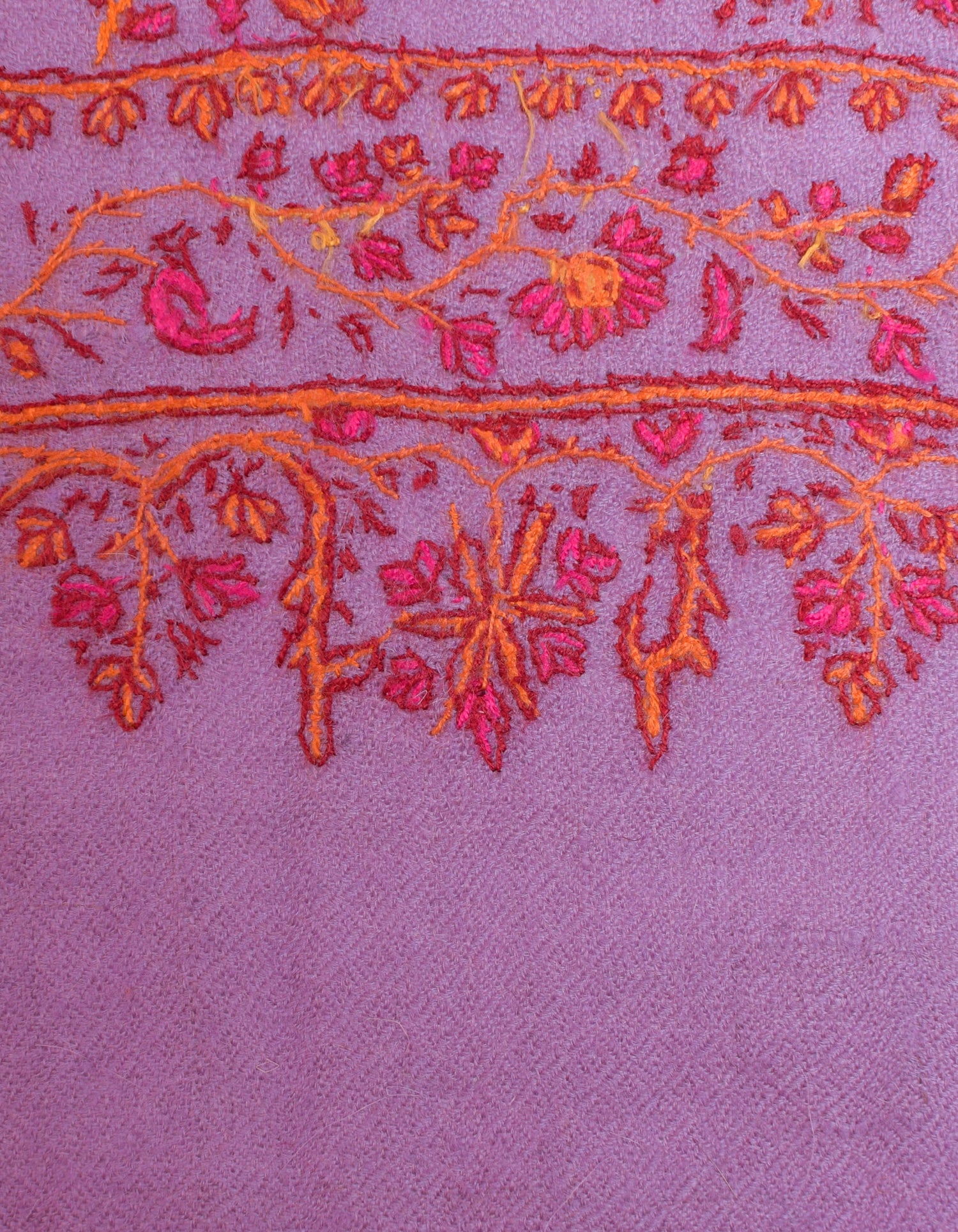 Lavender Handmade Sozni Certified Jaali  Embroidered Cashmere Pashmina Stole - Kashmir Box