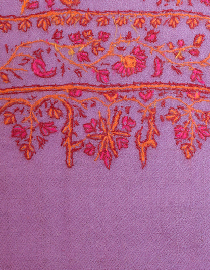 Lavender Handmade Sozni Certified Jaali  Embroidered Cashmere Pashmina Stole - Kashmir Box