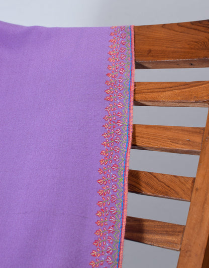 Soft Purple Handwoven Sozni Palla Embroidered Cashmere Pashmina Stole