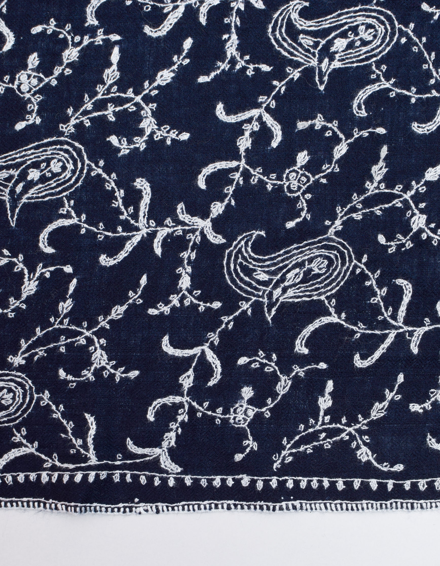 Classic Navy Handwoven Sozni Jaali Embroidered Cashmere Pashmina Shawl