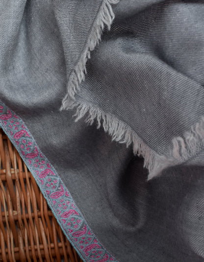 Kashmir Blue Handwoven Sozni Jaali Embroidered Cashmere Pashmina Stole - Kashmir Box