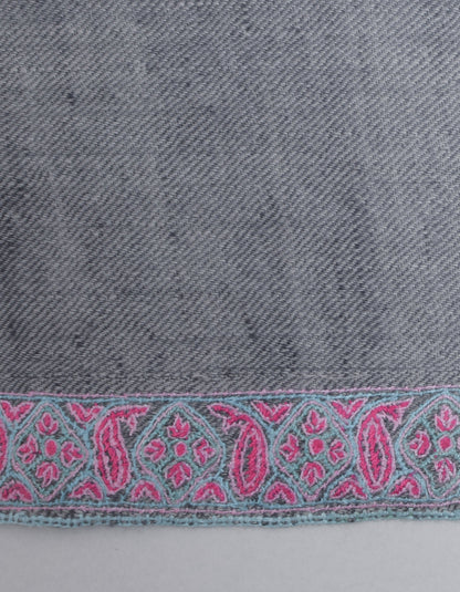 Kashmir Blue Handwoven Sozni Jaali Embroidered Cashmere Pashmina Stole - Kashmir Box