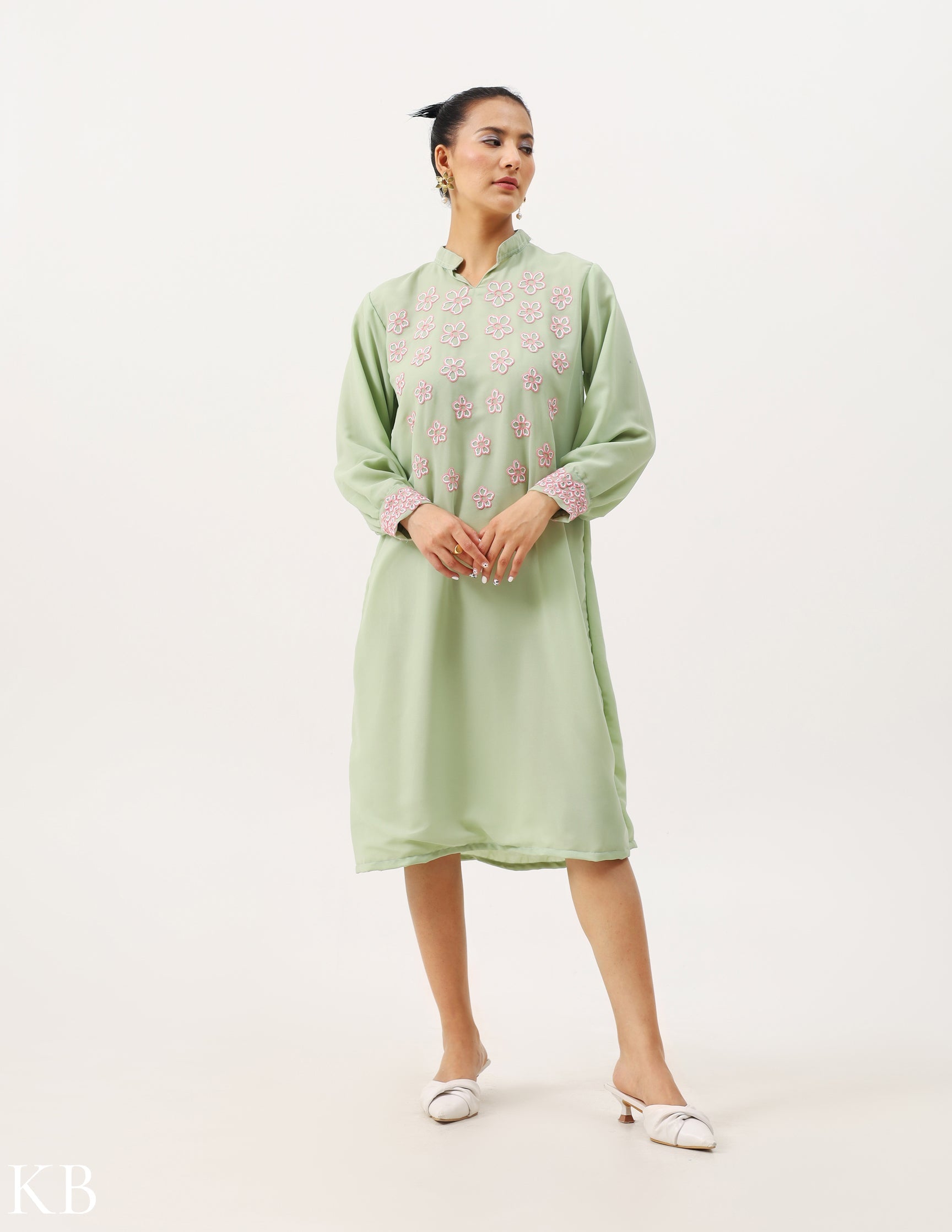 Sage Green Baloon top - Kashmir Box