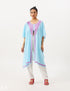 Soft Blue Aari Embellished Cotton Kaftan - Kashmir Box