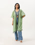 Pristine Green Zari Embellished Cotton Kaftan - Kashmir Box