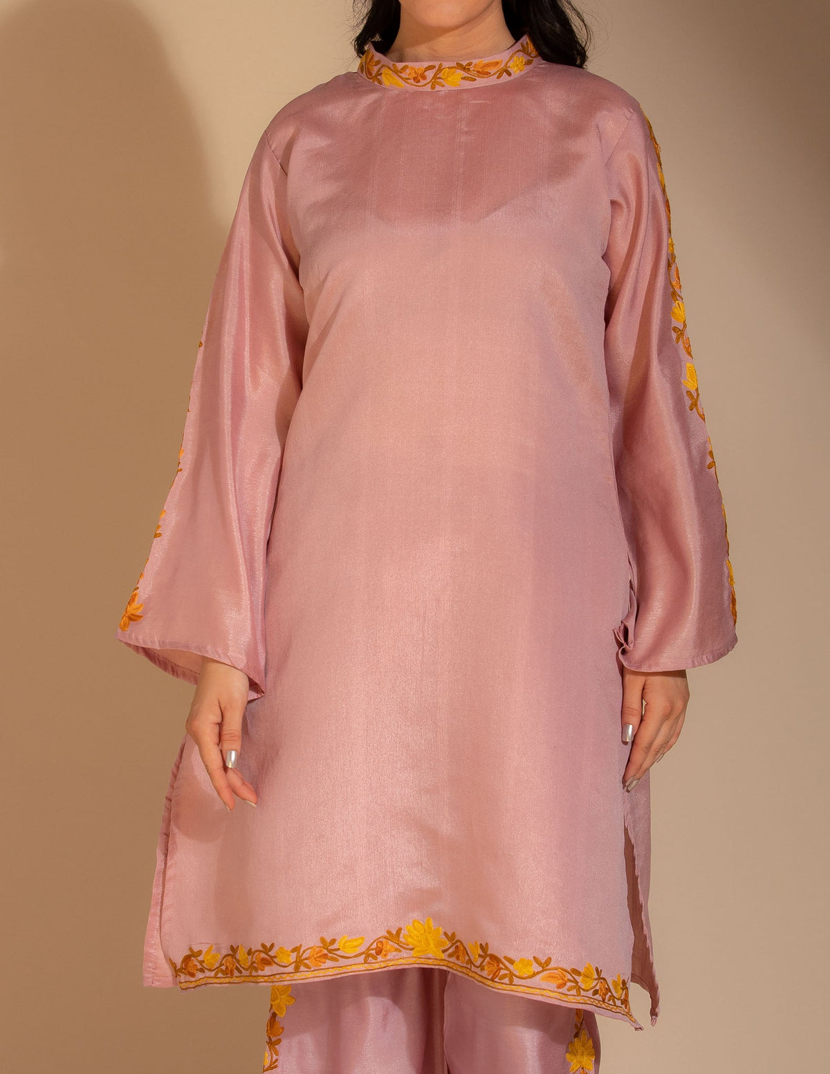 Nazakat Aari Embroidered Silk Cordset - Kashmir Box
