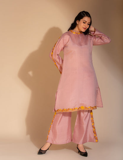 Nazakat Aari Embroidered Silk Cordset - Kashmir Box