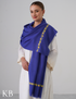 Iris Blue Woollen Stole with Yellow-Green Aari Embroidery | Cheerful Kashmiri Detailing - Kashmir Box
