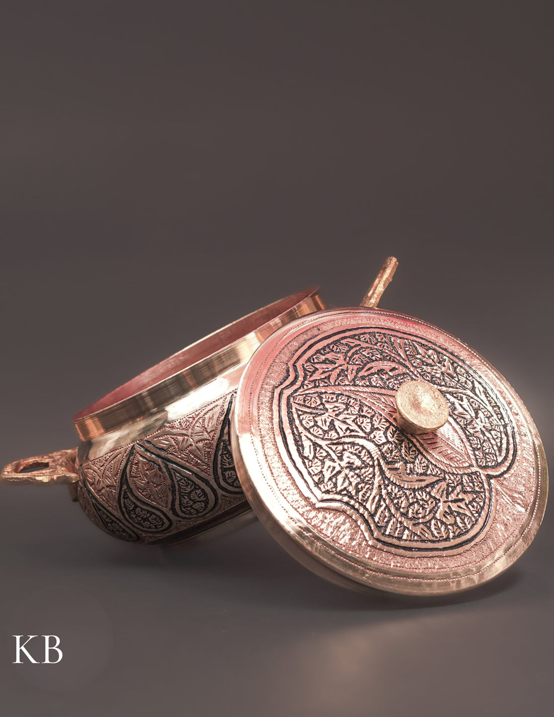 Kashmiri Copperware Serving Bowl with Lid – Artisan-Made | Handcrafted Heritage