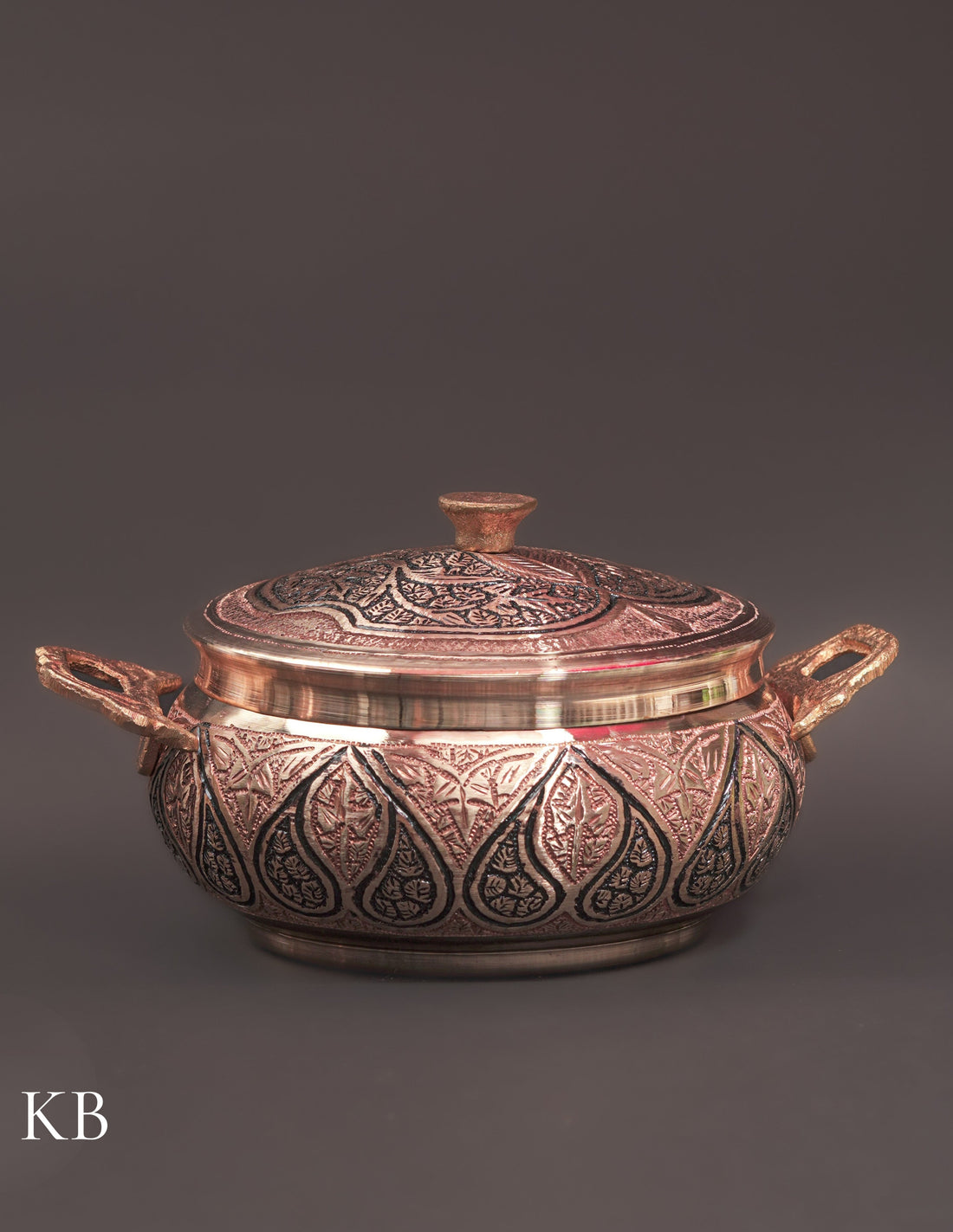 Kashmiri Copperware Serving Bowl with Lid – Artisan-Made | Handcrafted Heritage