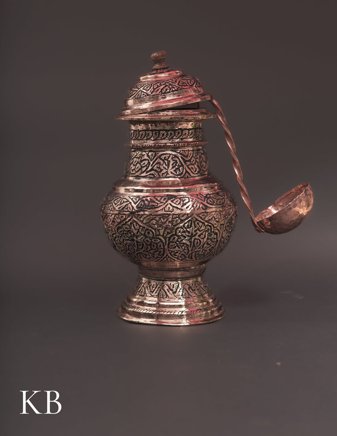 Kashmiri Copperware Oil Container with Spoon – Artisan-Made | Handcrafted Heritage