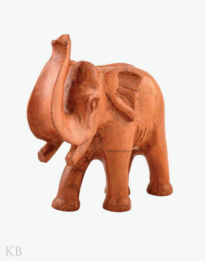 Walnut Wood Trunk Up Elephant - Kashmir Box