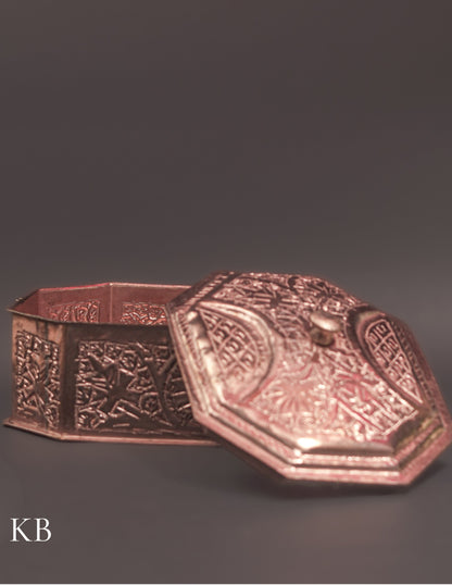 Kashmiri Copperware Butter Box with Lid – Handcrafted | Vintage Tabletop Accent