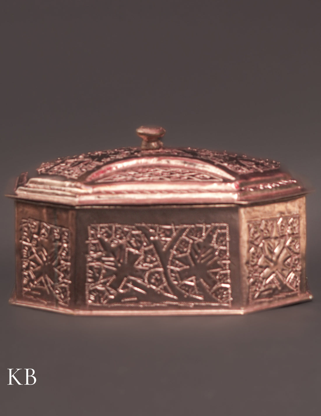 Kashmiri Copperware Butter Box with Lid – Handcrafted | Vintage Tabletop Accent