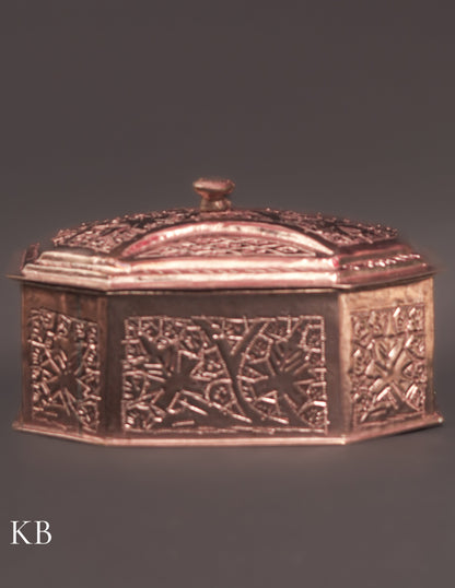 Kashmiri Copperware Butter Box with Lid – Handcrafted | Vintage Tabletop Accent