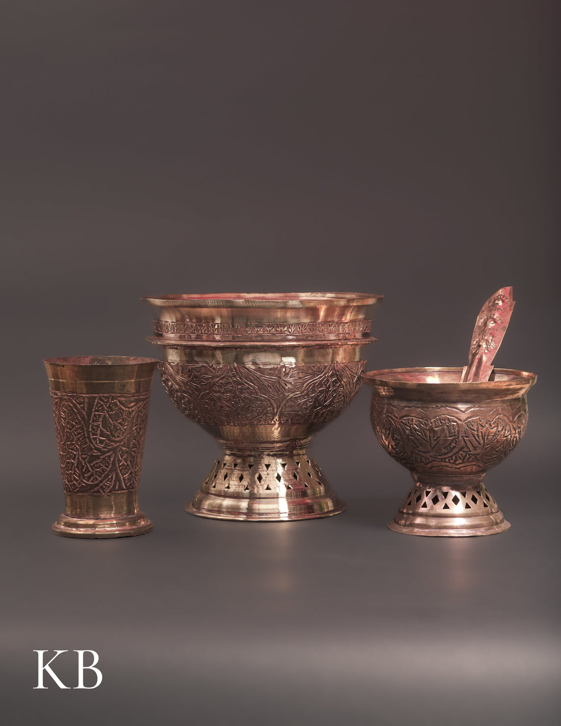 Kashmiri Copperware Kenz Set – 4 Pieces | Artisan-Made | Handcrafted Heritage