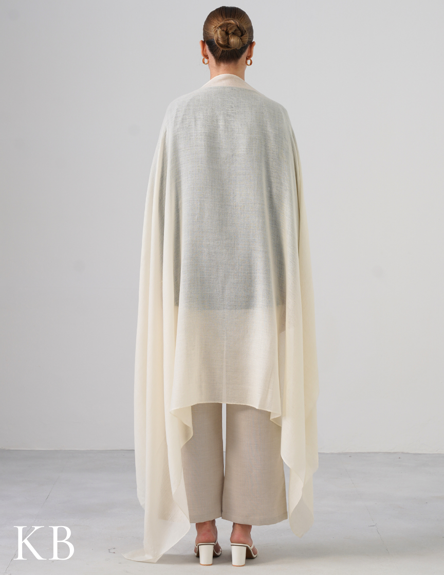 Off White Solid Woollen Shawl | Subtle Everyday Essential - Kashmir Box