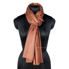 Earthy Brown Woolen Stole - KashmirBox.com