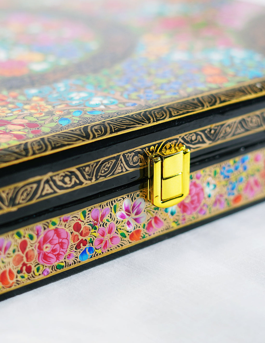 Papier-Mâché Pashmina Box — Hand-Painted Design | 30.5 cm (L) × 40.5 cm (B) × 5.5 cm (H)