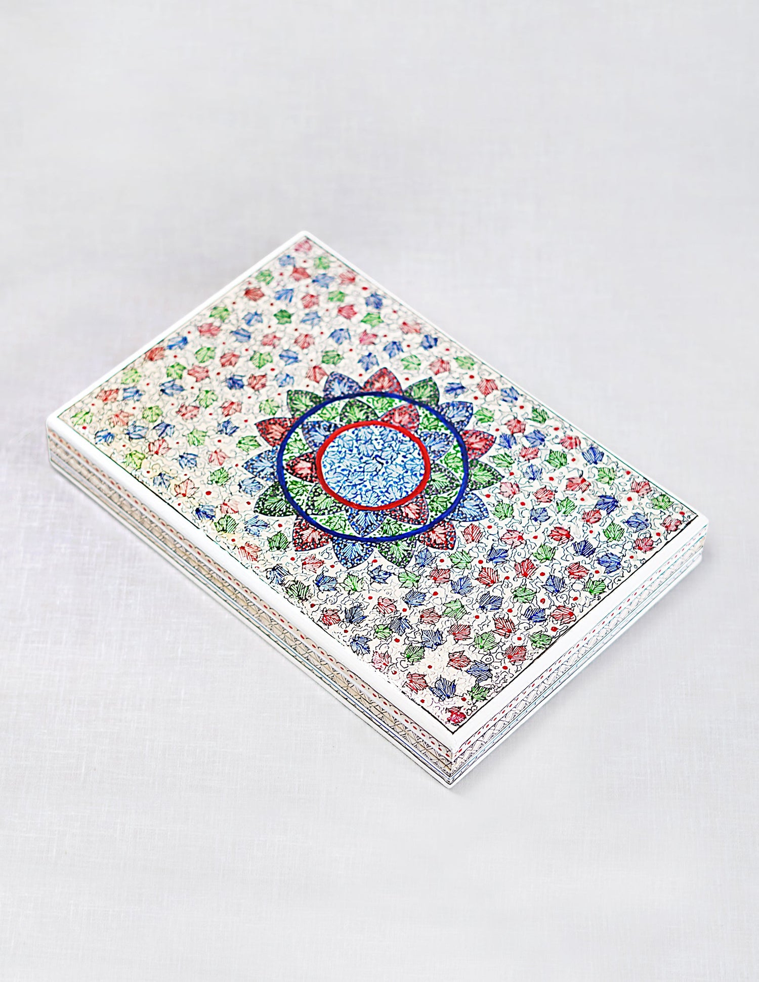 Papier-Mâché Flat Box — Hand-Painted Design | 16.5 cm (L) × 25.5 cm (B) × 3.5 cm (H)