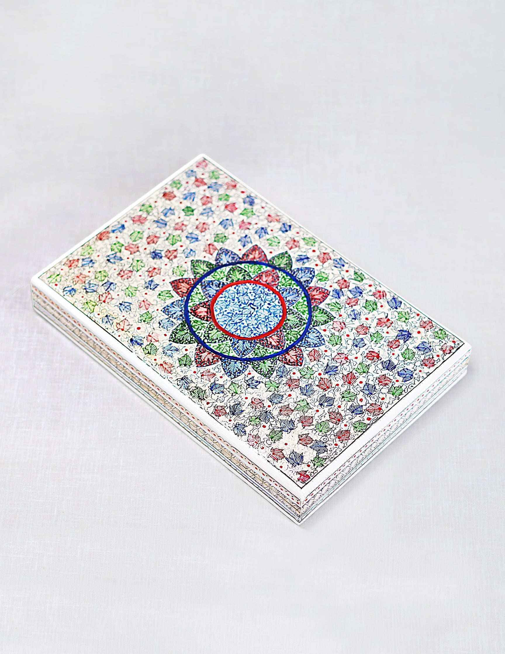 Papier-Mâché Flat Box — Hand-Painted Design | 16.5 cm (L) × 25.5 cm (B) × 3.5 cm (H)