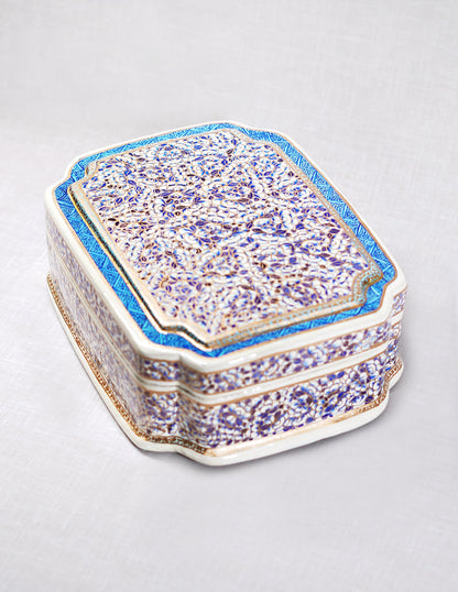 Papier-Mâché Storage Box — Hand-Painted Design | 16 cm (L) × 21 cm (B) × 7 cm (H)