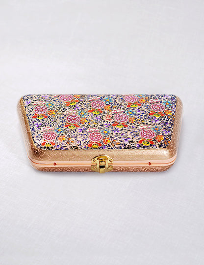 Papier-Mâché Trapezium Clutch — Hand-Painted Design | 13 cm (L) × 21.5 cm (B) × 4.5 cm (H)