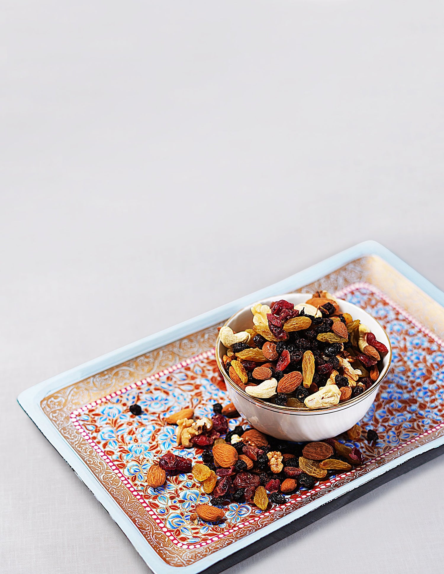 Papier-Mâché Rectangular Tray — Hand-Painted Design | 19.5 cm (L) × 30.3 cm (B) × 2.5 cm (H)