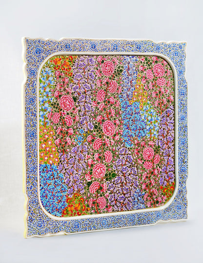 Papier-Mâché Wall Panel — Hand-Painted Design | 45 cm (L) × 45 cm (B) × 1 cm (H)