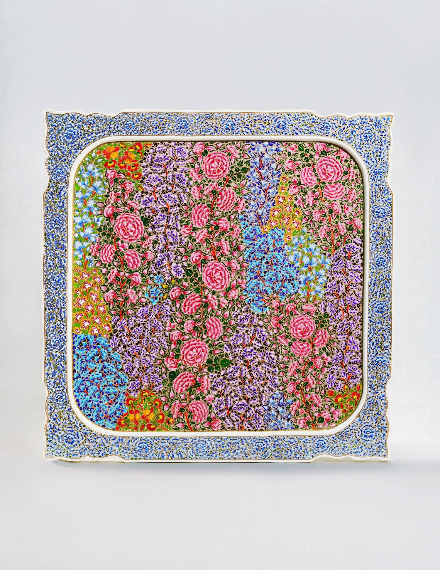 Papier-Mâché Wall Panel — Hand-Painted Design | 45 cm (L) × 45 cm (B) × 1 cm (H)